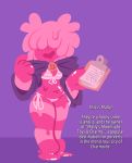  blush bra checklist clothing drool_cutie goo_creature hair hair_over_eyes mally_(drool_cutie) panties pink_hair pink_skin slime text underwear 