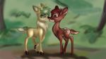  16:9 bambi bambi_(film) cervid disney erection fan_character forest jacky_breeze jbond kissing male male/male mammal penis tree young 