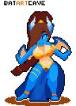  alpha_channel animated batartcave blue_body blue_clothing blue_eyes bouncing_breasts breasts brown_hair clothing digital_media_(artwork) dragon eyebrow_through_hair eyebrows female front_view full-length_portrait hair hair_over_eye loincloth looking_at_viewer mature_female pixel_(artwork) pixel_animation portrait simple_background solo tan_body translucent translucent_hair transparent_background wings 