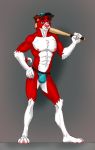 anthro athletic baseball_bat bat_(object) beagle big_red bulge canid canine canis clothed clothing domestic_dog hat headgear headwear hunting_dog jockstrap male mammal scent_hound solo sport topless underwear unknown_artist 