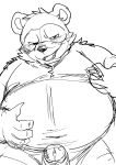  2019 absurd_res anthro belly blush canid canine hi_res humanoid_hands male mammal masturbation moobs nipples overweight overweight_male penis raccoon_dog solo tanuki teeth tiri_mama 