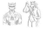  2019 absurd_res balaclavacat black_and_white canid canine canis coyote digital_media_(artwork) gun hi_res looking_at_viewer male mammal monochrome muscular ranged_weapon shotgun simple_background sketch solo standing weapon 