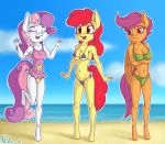  apple_bloom_(mlp) beach bikini clothing cloud friendship_is_magic group hi_res my_little_pony neko-me scootaloo_(mlp) seaside sky sweetie_belle_(mlp) swimwear 