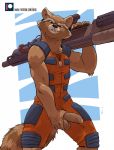  2019 anthro balls clothed clothing exposed fondling_self guardians_of_the_galaxy gun hi_res humanoid_penis male mammal marvel negger penis procyonid raccoon ranged_weapon rocket_raccoon solo uncut weapon 