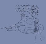 anthro big_butt bottomwear butt catstopher_colombus_(kittykuscell) clothed clothing controller denim denim_bottomwear denim_clothing domestic_cat eyewear felid feline felis femboy game_controller gaming glasses huge_butt jeans kittykuscell lying male mammal panties pants shirt solo topwear underwear wide_hips