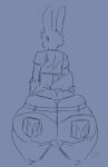 anthro big_butt bottomwear butt butt_cleavage butt_squish clothing crop_top denim denim_bottomwear denim_clothing femboy jeans kittykuscell lagomorph leporid male mammal pants rabbit rear_view shirt sketch solo squish thong tight_clothing topwear underwear wide_hips