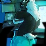 1:1 anthro broad_shoulders brown_body deer hi_res holding_object looking_at_viewer lostwisdom male mammal meat_on_bone muscular muscular_male new_world_deer reindeer simple_background solo