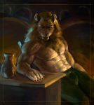  absurd_res anthro clothed clothing felid hi_res lion male mammal muscular pantherine shamerli solo tibald topless 