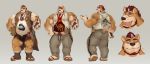  absurd_res anthro beard body_hair chest_hair clothed clothing eyewear facial_hair fully_clothed furgonomics glasses hi_res male mammal model_sheet multiple_poses musclegut pose renoky solo ursid 