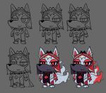 3_toes 4_fingers anthro armwear bedroom_eyes blood_tears breasts canid canine chibi clothing concept_art cult_of_the_lamb dr_fess elbow_gloves eyelashes fan_character feet female fingers follower_(cult_of_the_lamb) fox fur gloves grey_body grey_fur handwear harem_jewelry harem_outfit headdress hi_res mammal massive_monster_(studio) multi_tail multicolored_body multicolored_fur narrowed_eyes priest red_body red_eyes red_fur seductive side_boob solo tail toes veil