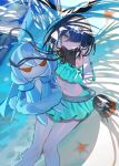 1girl absurdres aqua_bikini aqua_skirt bare_shoulders bikini black_hair breasts brown_eyes fate/grand_order fate_(series) hair_over_one_eye highres light_(nightty45) looking_at_viewer miniskirt mole mole_under_eye navel short_hair skirt small_breasts smile solo stuffed_toy swimsuit thighs xu_fu_(fate) xu_fu_(swimsuit_avenger)_(fate) xu_fu_(swimsuit_avenger)_(second_ascension)_(fate) yu_mei-ren_(fate) 