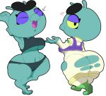 2025 2_antennae alien antennae_(anatomy) arrow_sign big_butt black_clothing black_crop_top black_eyes black_shirt black_thong black_topwear black_underwear boots brawl_stars breasts butt clothing crop_top digital_media_(artwork) eve_(brawl_stars) female footwear green_antennae green_body green_boots green_clothing green_footwear green_sclera heart_symbol humanoid karikhuri looking_at_viewer looking_back multicolored_clothing open_mouth pose shirt shoes solo spacesuit stretching stretching_arms supercell_(company) thick_thighs thong tongue topwear torn_clothing torn_spacesuit two_tone_clothing two_tone_spacesuit underwear white_spacesuit yawn yellow_clothing yellow_spacesuit