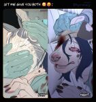 abuse abused ambiguous_gender anthro asphyxiation bagging bandage bandage_on_face blood blood_on_clothing blood_on_face bloodshot_eyes blue_hair bodily_fluids bruised_eye canid canine canis clothing crying dalmatian doctor domestic_dog duo english_text eyes_closed faceless_character facial_piercing female fur gloves grabbing_head grey_body grey_fur hair handwear hi_res mammal markings medical_gloves nose_piercing nose_ring open_mouth patient piercing pyrexy ring_piercing spots spotted_body spotted_fur tears text torture victim white_body white_fur