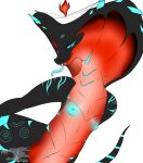  anthro blue_eyes blue_nipples breasts erzabloodred female fire forked_tongue hi_res horn looking_at_viewer nipples reptile scalie simple_background slit_pupils small_breasts snake tongue white_background 