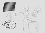 absurd_res angry anthro arm_outstretched banjo-kazooie big_breasts big_butt big_hand big_nose bow_ribbon breasts butt clothing digital_drawing_(artwork) digital_media_(artwork) female glaggleland group heelipmo hi_res hood_up huge_butt jinjo male monochrome rareware robe scalie small_waist smile tail