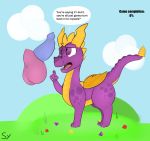  absurd_res dialogue disembodied_penis dragon english_text feral flaccid hi_res horn male outside penis purple_eyes purple_scales scales sketchyyvun solo spyro spyro_the_dragon text video_games wings 