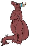  2019 2:3 anthro dragon female hi_res hybrid kobold looking_at_viewer nude presenting pussy scalie simple_background solo standing tagme trout_(artist) 