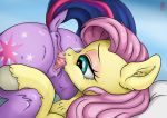  2019 absurd_res anus blue_background bodily_fluids butt celsian clitoris cunnilingus cutie_mark dock duo equid equine female female/female feral fluttershy_(mlp) friendship_is_magic genital_fluids hair hi_res horse mammal multicolored_hair my_little_pony oral pony pussy pussy_juice sex simple_background spread_pussy spreading twilight_sparkle_(mlp) vaginal 