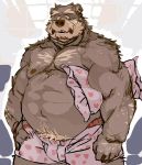  &lt;3 2014 anthro belly brown_fur clothing fur male mammal moobs motogen navel nipples overweight overweight_male pillow solo underwear ursid 
