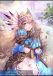  +_+ 1girl animal_ear_fluff animal_ears armor blurry blurry_background commission elin_(tera) feathers fox_ears hands_together helmet knight large_tail long_hair looking_at_viewer outdoors plushmallow_(elin) purple_eyes srinitybeast tail tera_online watermark 