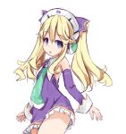  1girl bangs blonde_hair blue_eyes blush detached_sleeves eyebrows_visible_through_hair hair_between_eyes hair_ornament headgear himajin_(starmine) histoire long_hair looking_at_viewer neptune_(series) simple_background solo twintails white_background 