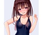  blush breasts brown_hair cropped long_hair original purple_eyes sakura_hiyori school_swimsuit skintight swimsuit twintails waifu2x 