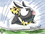 2024 4:3 ambiguous_feral ambiguous_gender black_body black_ears black_eyes black_kerchief black_neckerchief blue_sky cloven_hooves dated determined domestic_pig feral grass hi_res hooves kerchief mammal multicolored_kerchief multicolored_neckerchief neckerchief neckwear outside p-chan pink_hooves plant ranma_1/2 rongs1234 running signature sky snout solo suid suine sus_(pig) two_tone_kerchief two_tone_neckerchief yellow_kerchief yellow_neckerchief