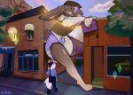 2025 absurd_res alley anthro book canid clean_diaper clothing collared_shirt detailed_background diaper dress_shirt duo ears_down extreme_size_difference eyelashes eyewear glasses hat headgear headwear hi_res holding_book holding_object lagomorph leporid looking_down_at_another macro male mammal pantsless_anthro pantsless_male pivoted_ears rabbit rectangular_glasses round_glasses s4n shirt size_difference smile smirk sweater sweater_vest topwear vest