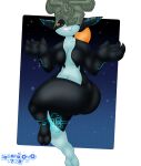 2025 breasts clothing crossed_legs female floating gesture headgear headwear hi_res humanoid midna nintendo not_furry nude red_eyes shrug smug smug_face smug_grin sokoyo_owo solo the_legend_of_zelda twili twilight_princess