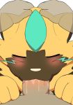  2019 blush bodily_fluids claws cute_fangs duo eyes_closed fellatio fur hand_on_head human legendary_pok&eacute;mon male mammal nintendo oral penile penis pok&eacute;mon pok&eacute;mon_(species) sex video_games whiskers yellow_fur yoshizaurusu_n zeraora 