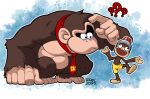 2025 5_fingers 5_toes abstract_background anthro ape ape_escape big_hands biped black_eyes bottomwear brown_body brown_fur closed_frown clothed clothing confusion crossover dated derp_eyes donkey_kong_(character) donkey_kong_(series) duo featureless_chest featureless_crotch featureless_feet feet fingernails fingers frown fur haplorhine headgear headwear hi_res leaning leaning_forward male male_anthro mammal mitten_hands monkey mostly_nude mostly_nude_anthro mostly_nude_male mouth_closed multicolored_body multicolored_necktie nails necktie necktie_only nintendo outline pecs plantigrade primate question_mark red_necktie rongs1234 semi-anthro shorts signature sony_corporation sony_interactive_entertainment standing tan_body tan_skin toenails toes topless topless_anthro topless_male two_tone_body two_tone_necktie white_outline yellow_bottomwear yellow_clothing yellow_necktie yellow_pipo_monkey yellow_shorts