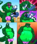  2019 5_fingers abs anthro anthro_on_anthro balls belialos biceps black_sclera blue_fur blue_hair blue_skin bodily_fluids bulge canid canine canis capcom claws clothed clothing darkstalkers drooling duo forked_tongue fur green_skin grin hair hand_on_stomach hungothenomster inside_stomach jon_talbain licking licking_lips male male/male mammal multicolored_fur multicolored_hair multicolored_skin musclegut muscular muscular_male muscular_thighs nipples obese oral_vore overweight pecs penis penis_outline pink_eyes post_vore reptile saliva scalie self_lick sharp_teeth size_difference smile snake solo standing teeth thick_penis tight_underwear tongue tongue_out topless two_tone_fur two_tone_hair two_tone_skin underwear video_games vore white_fur white_hair white_skin wolf 