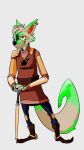  adventure anthro brown_fur canid canine canis clothed clothing eye_patch eyewear fantastic fantasy fur holding_object holding_weapon mammal melee_weapon orange_fur piercing red_fur standing sword weapon wolf 