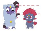 :3 anthro claw_toes claws dump_the_gallery duo eyelashes female female/female forehead_gem fur gem generation_4_pokemon generation_8_pokemon nintendo pokemon pokemon_(species) pokemon_legends_arceus pop_team_epic purple_body purple_fur sneasler style_emulation weavile