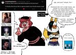 2025 absurd_res anthro bat bear beret black_hair blarf022 brown_body brown_fur clothing dialogue duo english_text evil_dead female fur hair hat headgear headwear hi_res honduran_white_bat leaf-nosed_bat mammal microbat q&amp;a scream_(films) sherry_bear_(blarf022) simple_background text vranda_von_bat_(blarf022) weezer weezer_(blue_album) white_background white_body white_fur yangochiropteran
