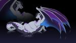 absurd_res belly big_belly cmitchell dark_claws dragon feral grey_body grey_horn grey_skin hi_res horn intersex long_tail male maleherm mythological_creature mythological_scalie mythology purple_eyes purple_stripes scalie short_ears solo stripes tail vore wings