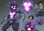 alarmed anthro armor bear black_body black_fur black_hair breasts brown_eyes epic_games eyewear facial_scar fan_character featureless_crotch female fortnite fur glasses hair hood human human_to_anthro male mammal medium_breasts nageruamado purple_body purple_eyes purple_fur raven_team_leader scar simple_eyes solo species_transformation transformation