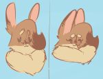  2019 blue_background blue_eyes dewlap_(anatomy) female hazel_(shakotanbunny) humor lagomorph leporid mammal rabbit shakotanbunny simple_background sketch 