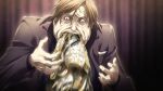  beard_stubble big_belly black_jacket black_shirt bloated blood blood_from_eyes bloodshot_eyes brown_hair chaos;child curtains facial_hair fingernails game_cg highres inflation jacket lapels necktie non-web_source notched_lapels official_art open_clothes open_jacket popped_button sasaki_mutsumi shirt short_hair standing striped_clothes striped_shirt stubble suit sumo_sticker_(chaos;child) teeth vertical-striped_clothes vertical-striped_shirt very_short_hair vomit vomiting watabe_tomoaki wide-eyed wrinkled_skin yellow_eyes yellow_necktie 
