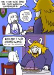 2018 4_fingers anthro asgore_dreemurr beard bovid caprine chair clothing comic crown dialogue digital_drawing_(artwork) digital_media_(artwork) dinner door duo english_text facial_hair female fingers food fries furniture goat headgear inside killb94_(artist) male mammal meme scene_parody sitting steamed_bun steamed_hams sweater table text the_simpsons topwear toriel undertale_(series)