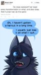  anthro ask_blog ask_the_werewolves black_fur black_nose blackbird_(atw) blue_eyes blue_sclera canid canine canis dialogue female fur jd_laclede mammal twitter were werecanid werecanine werewolf wolf 