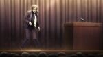  beard_stubble big_belly black_jacket black_pants black_shirt bloated brown_hair brown_shoes chaos;child curtains drooling facial_hair game_cg highres imminent_wardrobe_malfunction inflation jacket lapels microphone mouth_drool necktie non-web_source notched_lapels official_art open_clothes open_jacket pain pants podium popped_button sasaki_mutsumi shirt shoes short_hair standing striped_clothes striped_shirt stubble suit teeth tongue vertical-striped_clothes vertical-striped_shirt very_short_hair watabe_tomoaki wide-eyed yellow_necktie 