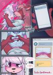 2019 anthro anthro_on_anthro clothed clothing comic digital_media_(artwork) duo female hair knotting male male/female mammal pink_eyes ratcha_(artist) rodent sciurid sex smile white_hair 