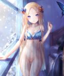  1girl abigail_williams_(fate/grand_order) bangs bare_shoulders black_bow blonde_hair blue_eyes blush bow breasts fate/grand_order fate_(series) forehead hair_bow highres long_hair looking_at_viewer open_mouth orange_bow parted_bangs sanka_tan smile solo very_long_hair 