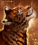  2019 digital_media_(artwork) eyes_closed felid feral flashw fur mammal orange_fur pantherine smile solo tiger whiskers 