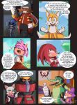  2girls 6+boys amy_rose animal_ears bat_girl bee_boy charmy_bee closed_eyes copium_v crocodile_boy crossed_arms dr._eggman e-123_omega english_commentary english_text espio_the_chameleon facial_hair fox_boy fox_ears fox_tail furry furry_female furry_male gloves gold_necklace headphones hedgehog_girl highres horns jewelry knuckles_the_echidna master_emerald metal_sonic multiple_boys multiple_girls mustache necklace one_eye_closed robot rouge_the_bat sharp_teeth signature single_horn sonic_(series) sparkle sparkling_eyes tail tails_(sonic) teeth vector_the_crocodile white_gloves 