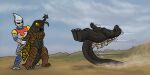 2016 ambiguous_gender anthro arm_grab arthropod beetle claws digital_drawing_(artwork) digital_media_(artwork) godzilla godzilla_(series) humanoid insect jet_jaguar kaiju kick killb94_(artist) lizard machine macro male megalon_(godzilla) meme reptile restrained_arms restraints robot robot_humanoid scalie tail toho