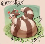 2025 3_toes ambiguous_feral ambiguous_gender ambiguous_pred belly belly_on_ground belly_squish big_belly big_tail black_text bloated blush bodily_noises brown_belly brown_body brown_ears brown_fur brown_markings brown_paws brown_tail calling_for_help cheek_markings countershade_fur countershade_neck countershading digestion digestion_noises digital_media_(artwork) digital_painting_(artwork) dipstick_ears dripping_heart ear_markings english_description english_text eyes_mostly_closed facial_markings feet feral feral_pred fluffy fluffy_tail full-length_portrait fully_inside fur furret generation_2_pokemon glorsh gloves_(marking) green_heart green_text head_markings heart_reaction heart_symbol hearts_around_head hi_res hindpaw huge_belly hyper hyper_belly leg_markings light lighting looking_well-fed lying lying_on_ground mammal markings motion_lines mph! muffled multicolored_belly multicolored_body multicolored_ears multicolored_fur mustelid narrowed_eyes nintendo on_front on_ground open_mouth open_smile painting_(artwork) paw_on_belly pawpads paws pink_pawpads pointy_ears pokemon pokemon_(species) portrait quadruped raised_leg red_heart resting_on_belly ring_(marking) ringed_tail rumbling_stomach satisfied_look shaded shortened_sound_effect side_view signature simple_background size_difference slosh sloshing_belly smaller_feral smaller_pred smile socks_(marking) soft_shading soft_vore solo sound_effect_variant sound_effects squish striped_belly striped_body striped_fur striped_markings striped_tail stripes tail tail_markings tan_belly tan_body tan_countershading tan_ear_tips tan_face tan_fur tan_tail tcsrjx text toes tongue twitter_handle two_tone_belly two_tone_body two_tone_ears two_tone_fur two_tone_tail unseen_prey unwilling_prey vore vowelless vowelless_sound_effect vowelless_vocalization whisker_markings white_text_outline