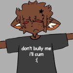 1:1 2025 accessory anthro clothing domestic_cat don&#039;t_bully_me_i&#039;ll_cum embarrassed felid feline felis femboy fiddlefingers69 hair_accessory hairclip hybrid lagomorph leporid male mammal meme meme_clothing oversized_clothing oversized_shirt oversized_topwear rabbit shirt simple_background solo star star_hairclip star_symbol topwear trans_(lore) trans_man_(lore)