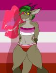  2019 absurd_res anthro big_breasts breasts clothing demon digital_media_(artwork) dragon female hair hi_res horn humanoid hybrid lesbian_pride_colors lgbt_pride navel panties pride_colors scalie simple_background smile solo standing sylvanedadeer underwear 